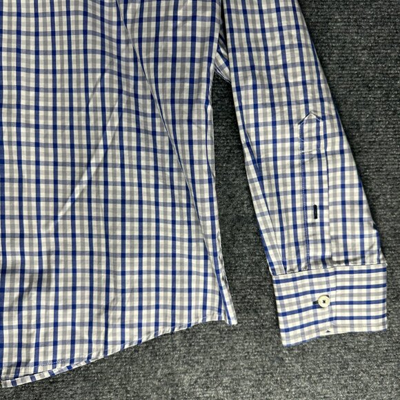 Untuckit Shirt Mens XL Blue Gray Plaid Cotton Button Up  Long Sleeve - Picture 4 of 9